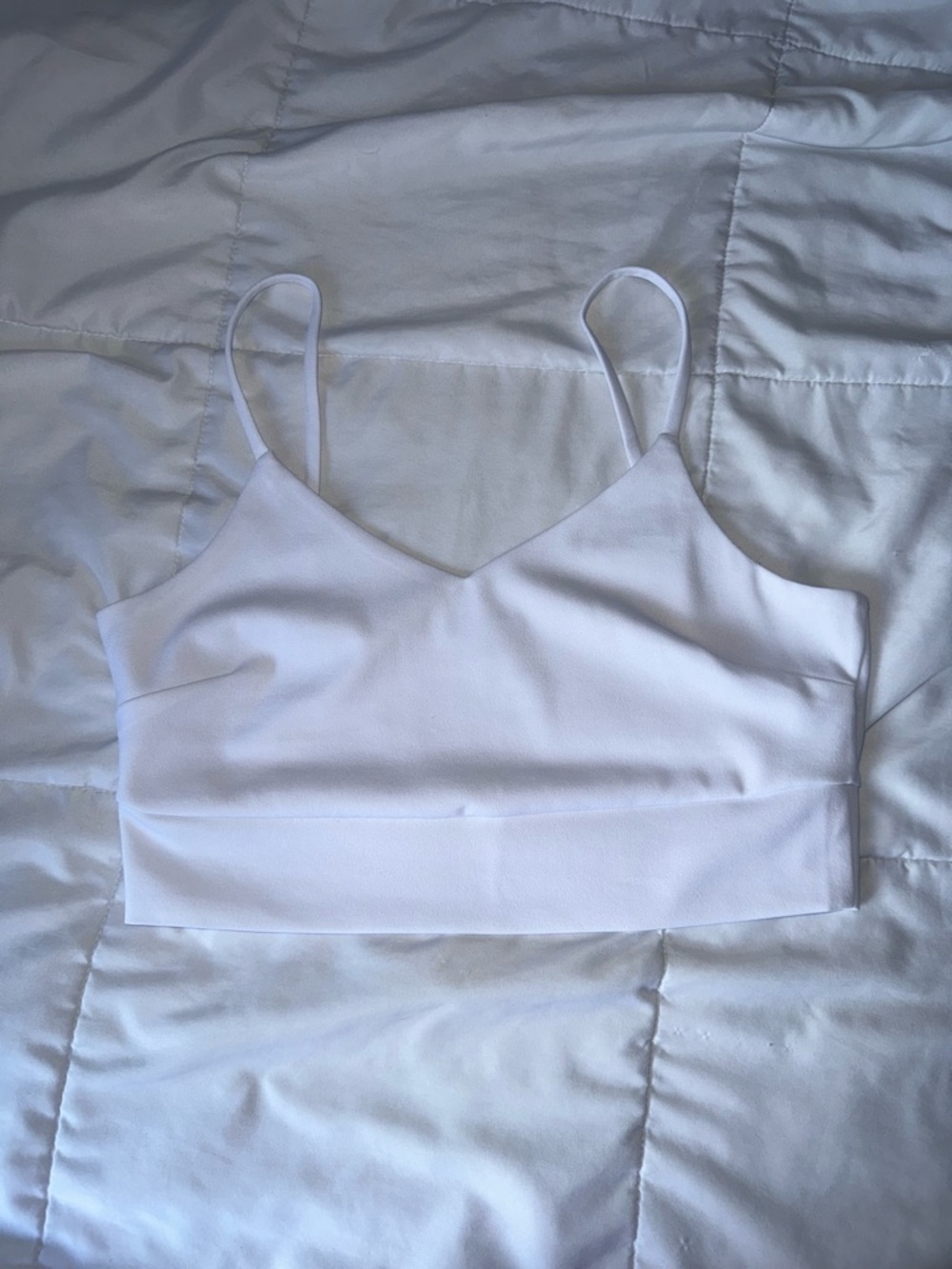 White V-Neck Cropped Tank Top